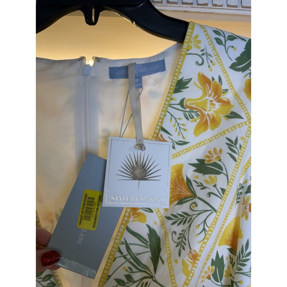 Antonio Melani X Style By Simkins Size 10 Hannah Green Yellow Floral Maxi Dress - Picture 14 of 16